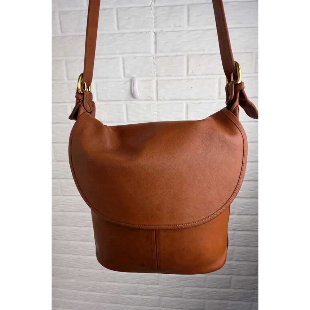 Vintage Coach Whitney 4115 Flap Crossbody Brown Leather USA 90s 12x11